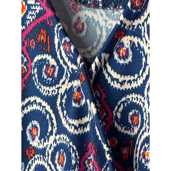 New Directions Jumpsuit XL Blue Sleeveless Wide Leg Boho Ikat Print Casual Work - Picture 6 of 7